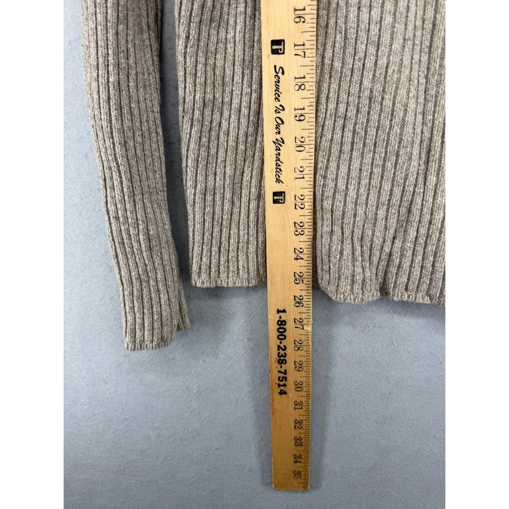 Abercrombie & Fitch Mens V-Neck Ribbed Wool Blend Sweater Oatmeal Large
